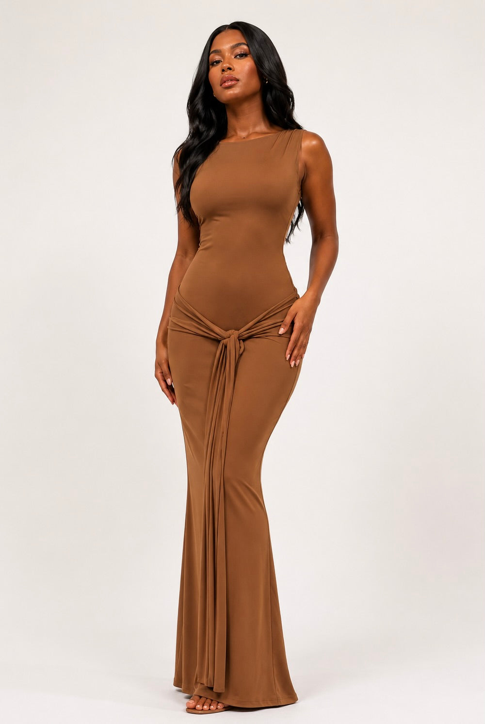 Sculpt Backless Drape Maxi Dress