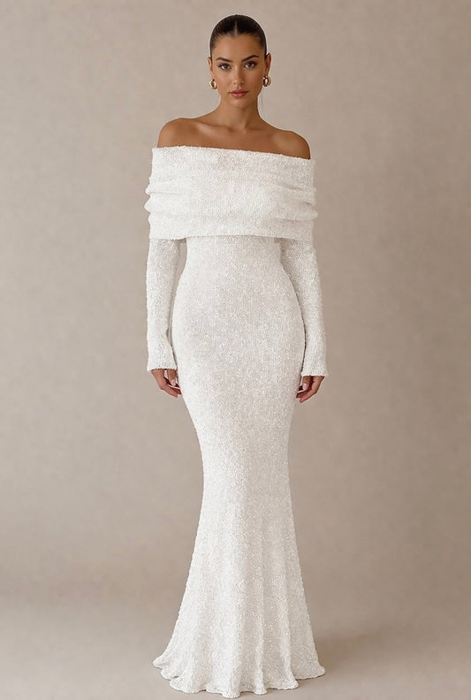 Talaways-Luxury Off-Shoulder Bodycon Maxi Dress