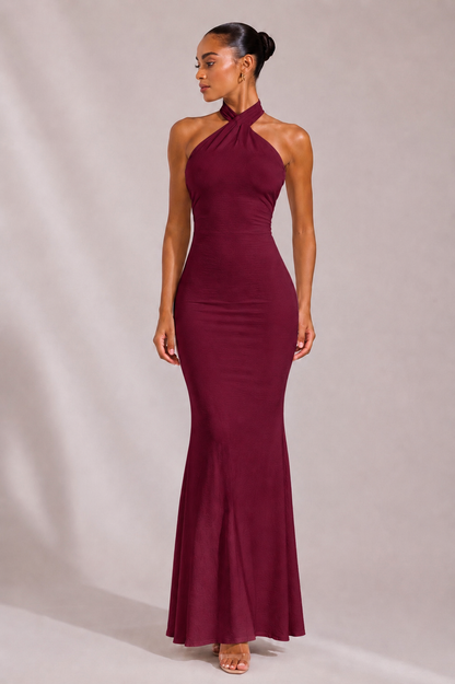 Luxe Halter Sculpt Maxi Dress