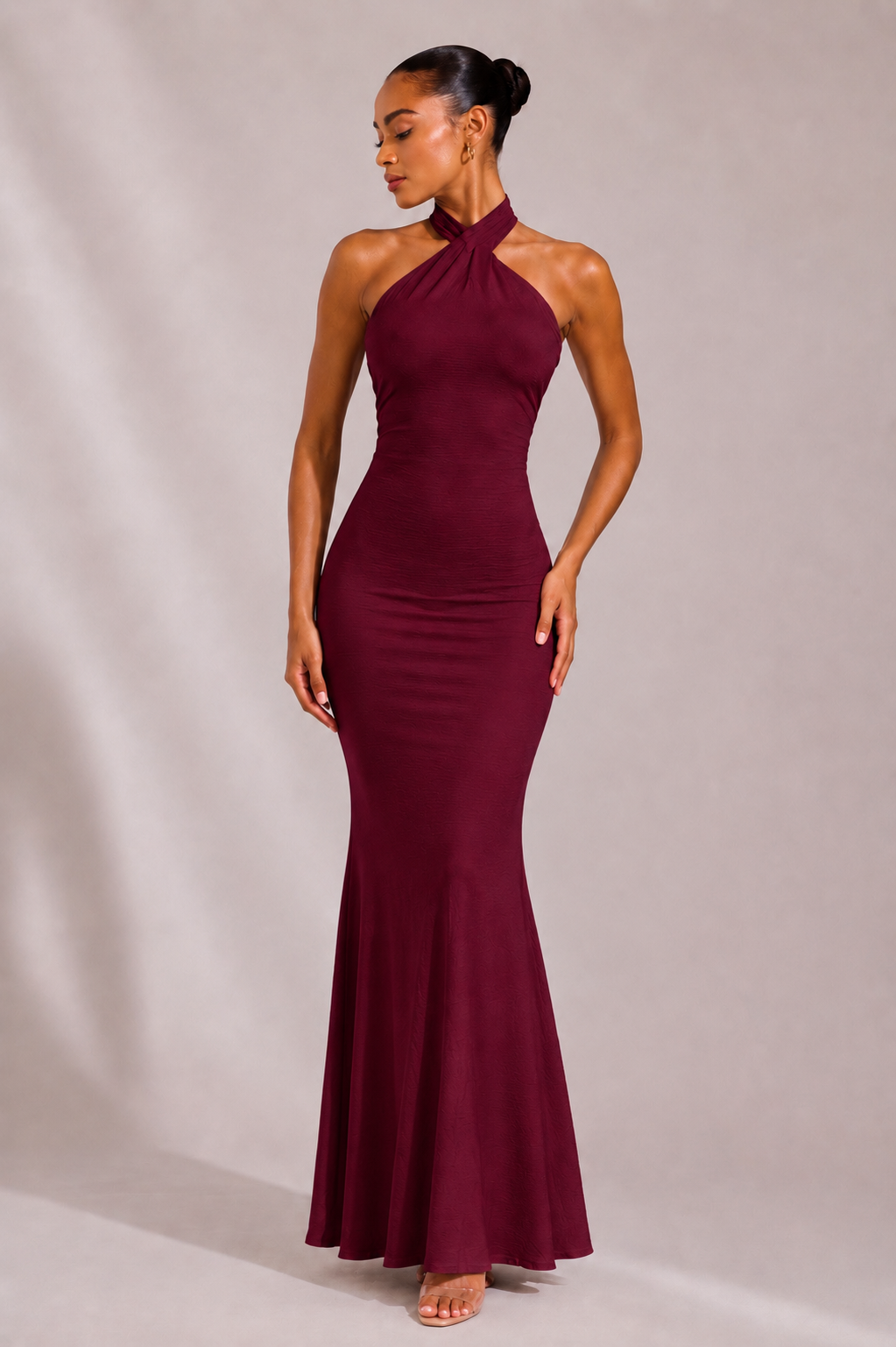 Luxe Halter Sculpt Maxi Dress