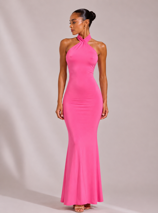 Luxe Halter Sculpt Maxi Dress