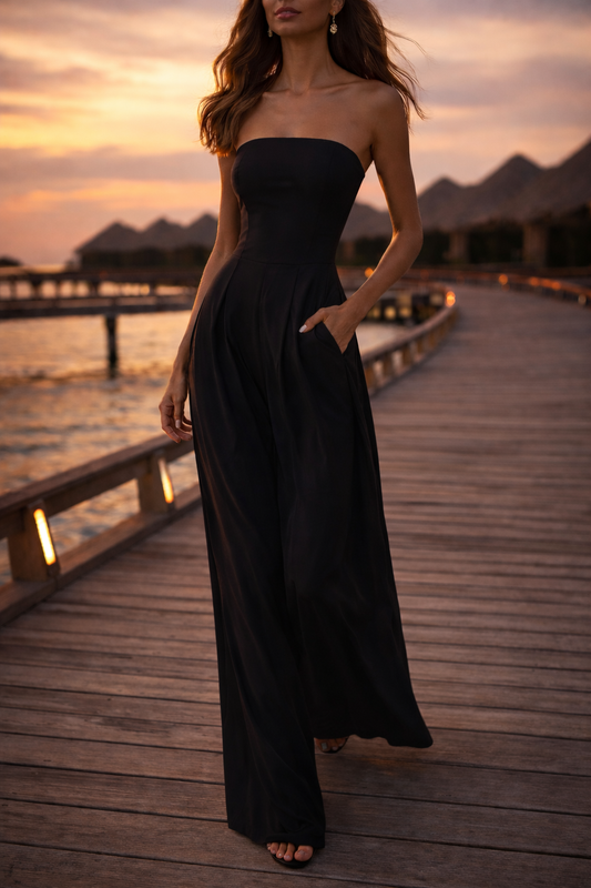 Talaways Luxe Strapless Wide-Leg Jumpsuit