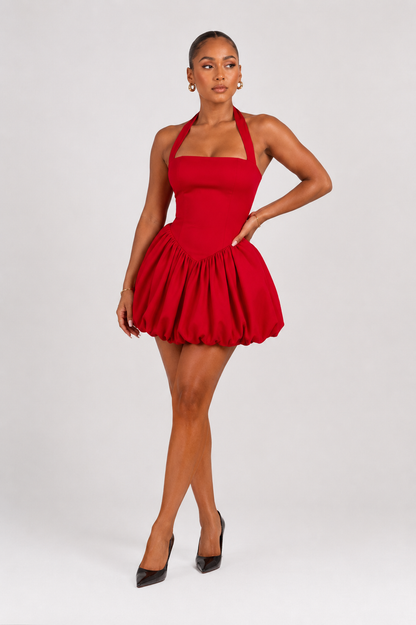 ✨ Bubble Charm Halter Mini Dress