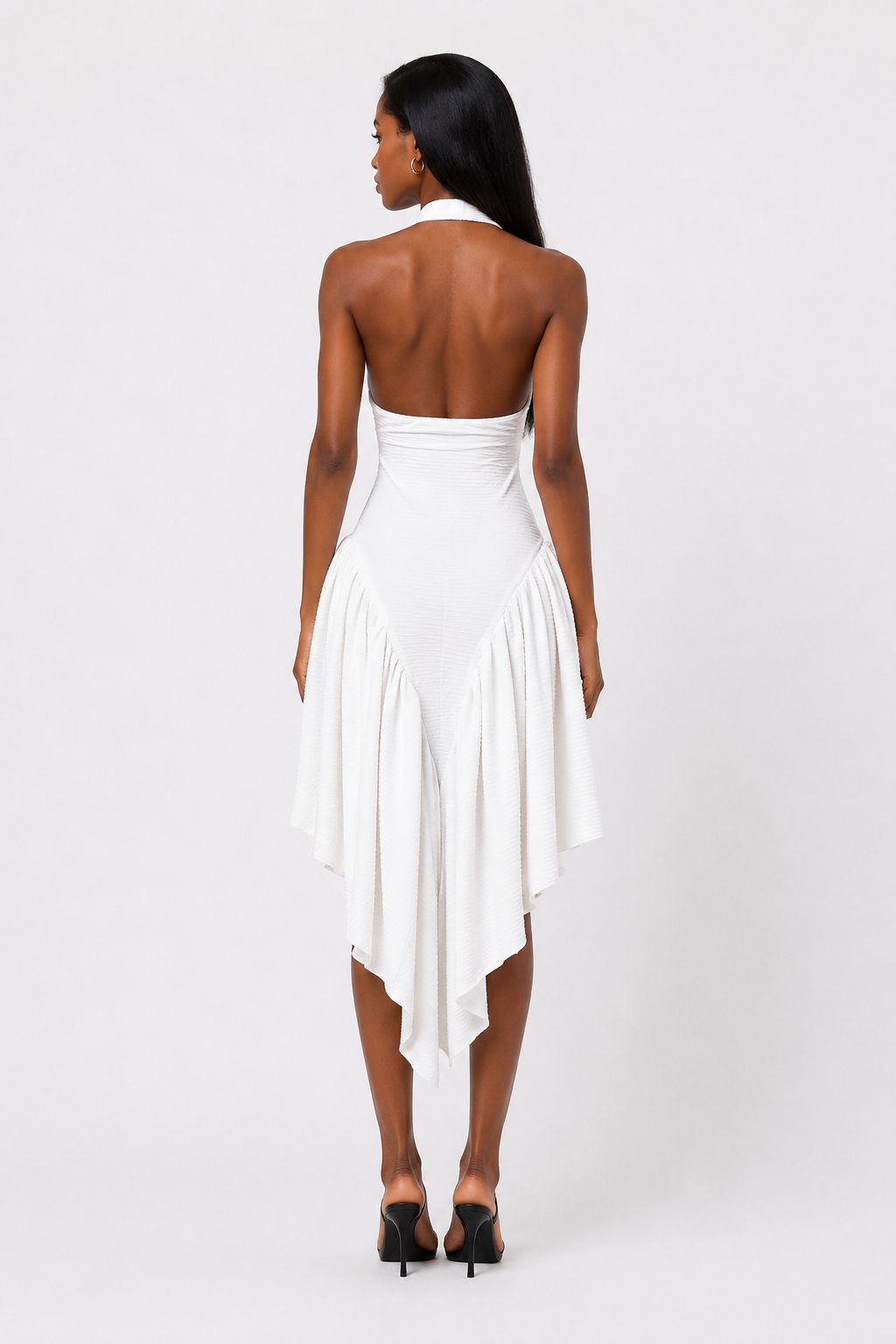 Textured Halter Draped Mini Dress
