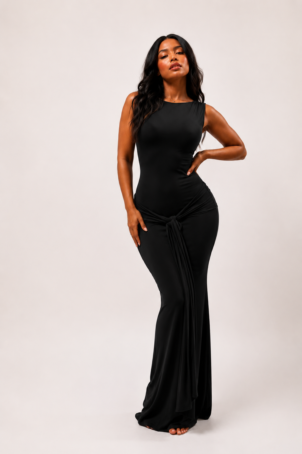 Sculpt Backless Drape Maxi Dress