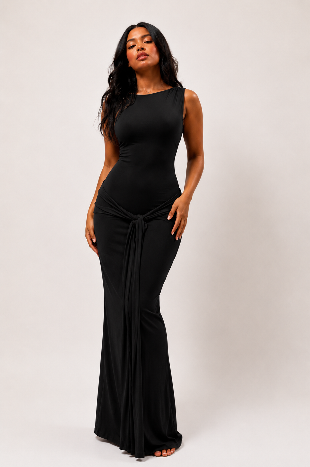 Sculpt Backless Drape Maxi Dress