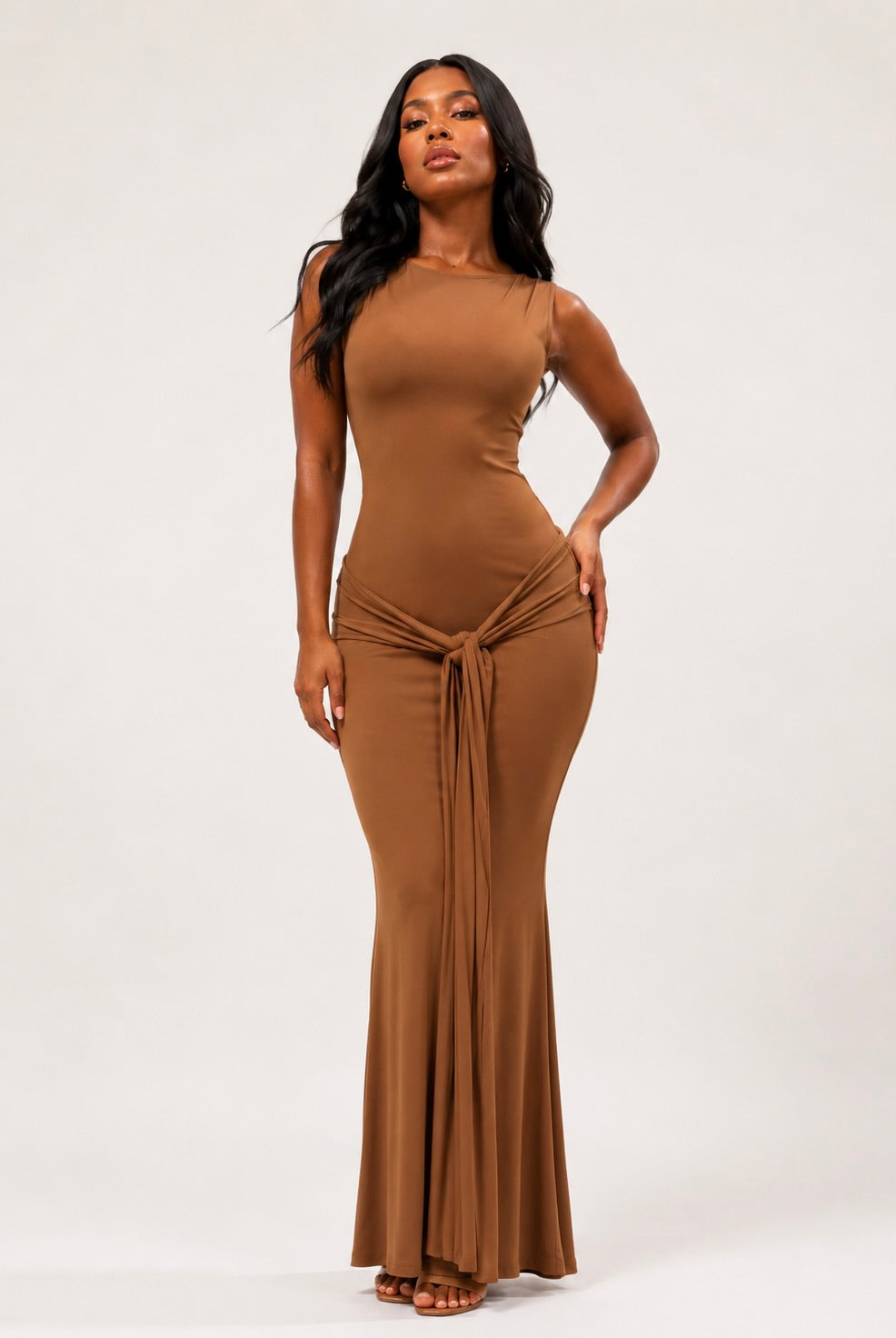 Sculpt Backless Drape Maxi Dress