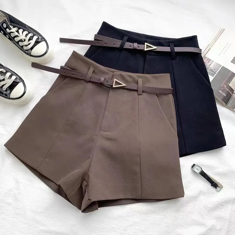 Chic A-Line Belted Women's Shorts
