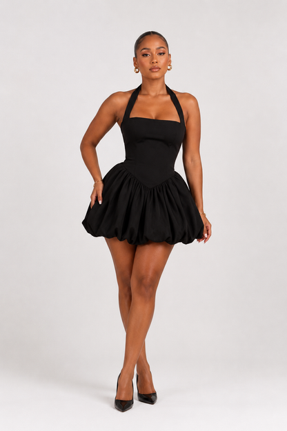 ✨ Bubble Charm Halter Mini Dress